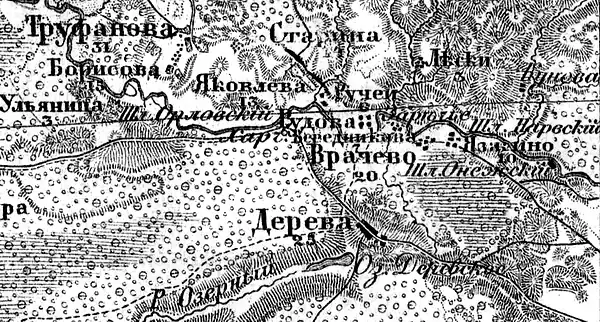 Деревня Труфаново на карте 1913 года