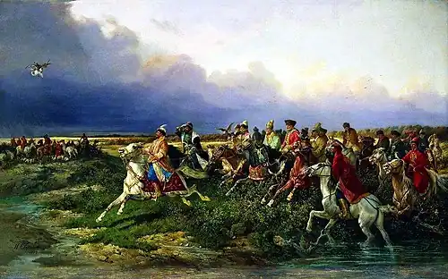 Царь Алексей Михайлович с боярами на соколиной охоте (1873)