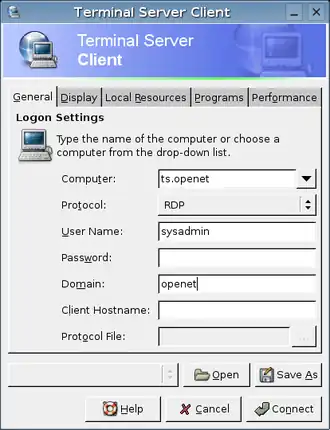 Скриншот программы tsclient