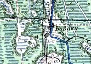 Земли посёлка Туганы на карте 1940 года