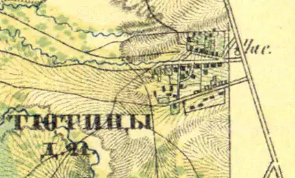 Деревня Тютицы на карте 1860 года