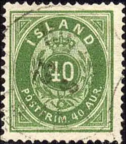 Почтовая марка Исландии из второго выпуска (1876) (Mi #11A)