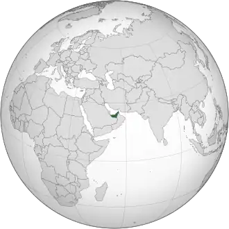 Объединённые Арабские Эмираты на карте мира