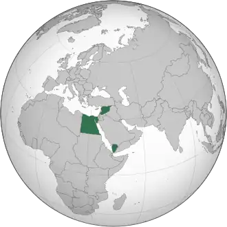 Объединённые Арабские Государства на карте Северной Африки и Ближнего Востока