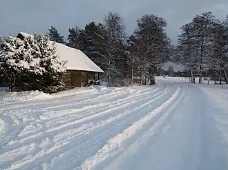 Дорога из Хирвли в Сигула зимой