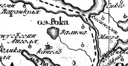 Деревня Валима на русской карте 1745 года