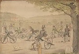 прогулка на древних велосипедах (машинах для бега) 1819 год