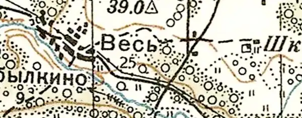 План деревни Весь. 1941 год