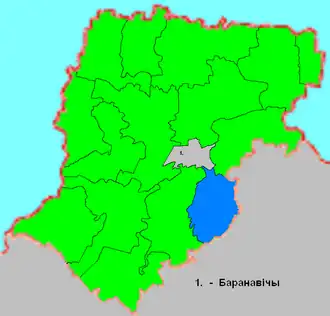 Великолукский сельсовет (обозначен синим) на территории Барановичского района