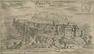 замок на карте 1679 года