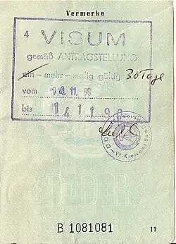 Выездная виза ГДР, после падения Берлинской стены