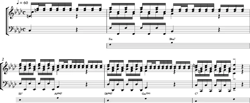 Пример 2. Концерт «Зима», часть I. Типичная для Вивальди многозвенная квинто-квартовая секвенция