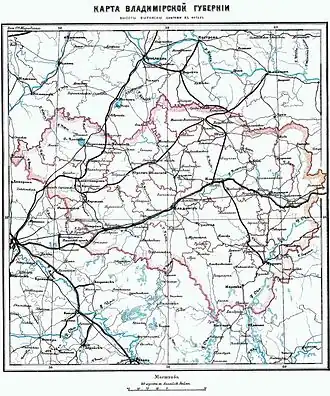Владимирская губерния на карте