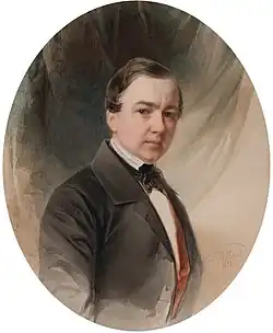 Автопортрет. 1855Бристольский картон, акварель, белила. 25,4 × 20,1 см (овал)Эрмитаж, Санкт-Петербург