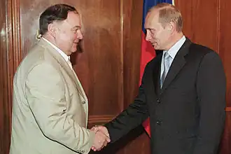 Хазрет Совмен и Владимир Путин в Ново-Огарёво, 14 июня 2002