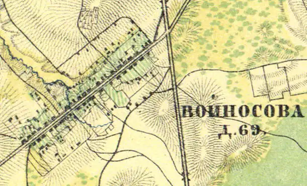 Деревня Войносолово на карте 1860 года