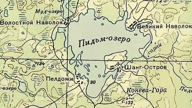 Деревня Волнаволок на карте РККА 1936 года