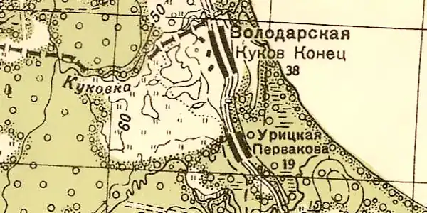 Деревня Володарская на карте 1943 года