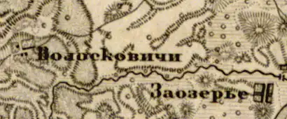 Деревня Волосковичи на карте 1863 года
