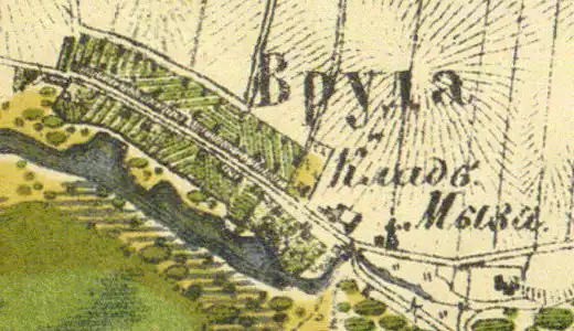 Село Вруда на карте 1860 года