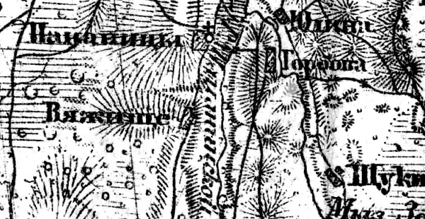 Деревня Вязище на карте 1919 года