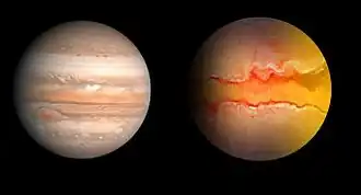 Сравнение размеров WASP-2b и Юпитера