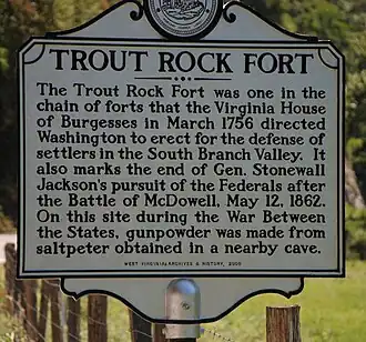 Мемориальная доска в месте, где Джексон прекратил преследование противника после сражения при Макдауэле