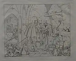 Мориц Ретч. Вагнер и Гомункул, к "Фаусту" Гёте. 1836