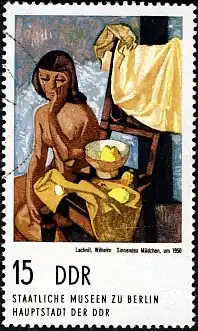 Вильгельм ЛахнитСидящая девушка, 1950 Почтовая марка ГДР
