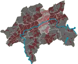 Положение района «Бармен-Центр» в округе «Бармен» и на карте Вупперталя