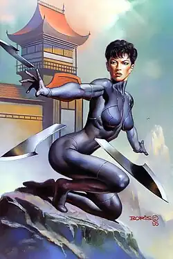 Карточка Юкио в коллекции Ultra X-Men Wolverine (1996)Художник — Борис Вальехо.