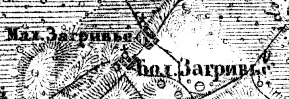 Деревня Загривье на карте 1919 года