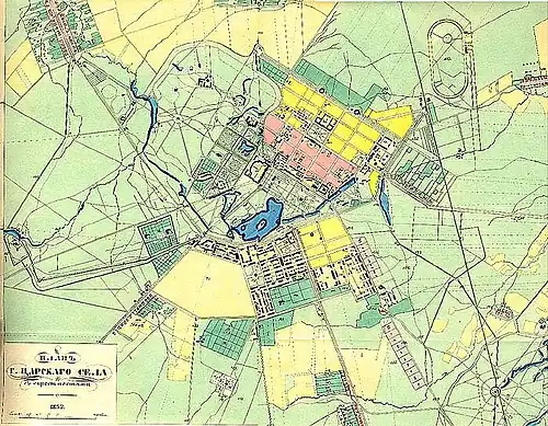План г. Царского Села с окрестностями.Из Атласа Царского Села 1858 года