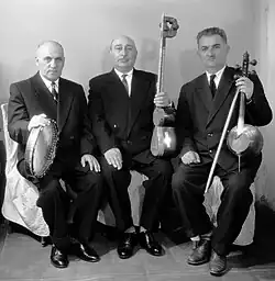 Ансамбль Зульфи Адигёзалова. Слева направо: Зульфи Адигёзалов, Бахрам Мансуров и Ваго Мелкумов