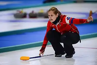 Зузана Паулова (Гайкова) на Арктическом кубке по кёрлингу в мае 2018 года в Дудинке