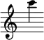 { \new Staff \with { \remove "Time_signature_engraver"} {\clef treble c'''4}}