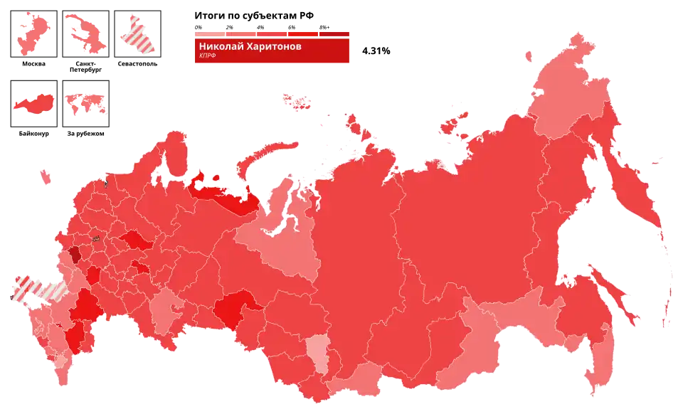 Результаты Николая Харитонова на президентских выборах в России 2024 года