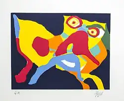 Karel Appel, c. 1984: silkscreen by E.A. (epreuve d'artist), Collection Gelderland; licensed by Coda museum
