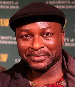 Uwem Akpan S.J., image from a reading at the University of San Francisco