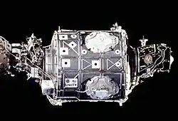 ISS Unity module (NASA) is photographed by STS-88 mission in December 1998. Credit: NASA STS-93 crew.{{free media}}
